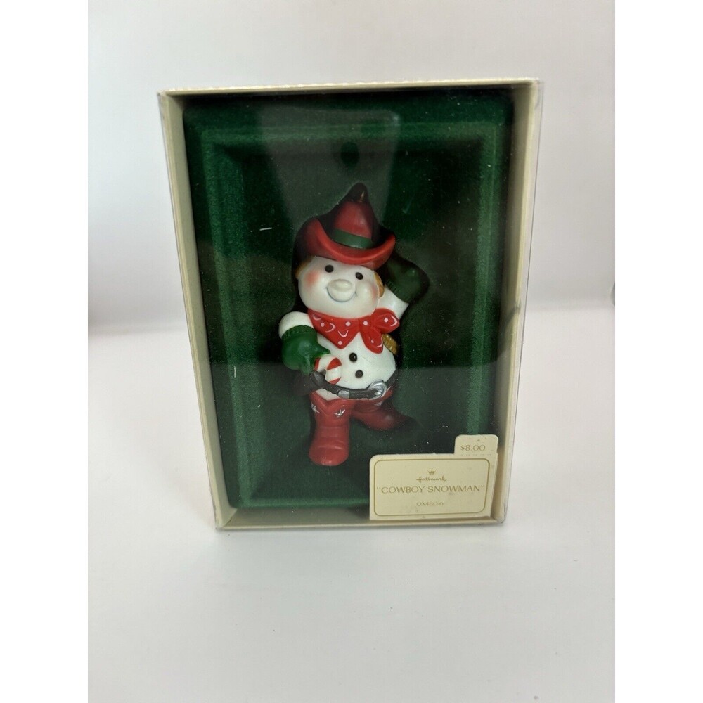 Vintage Hallmark 1982 Cowboy Snowman Christmas Ornament